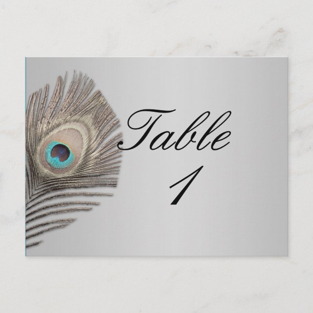 Cartão Postal Número da Tabela de Peacock de Elegância Silver (Frente)