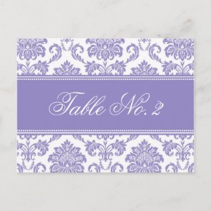 Cartão Postal Número da Tabela do Casamento tema damasco púrpu