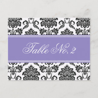 Cartão Postal Número da Tabela do Casamento tema damasco Roxo