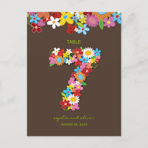 Cartão Postal Número da Tabela do Partido Casamento de Jardim da