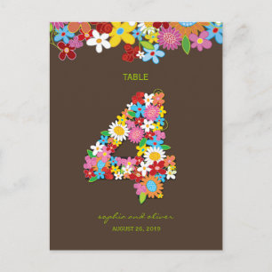 Cartão Postal Número da Tabela do Partido Casamento de Jardim da