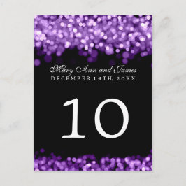 Cartão Postal Número da Tabela Elegante Luzes Roxas