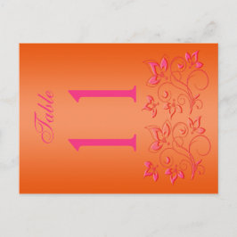 Cartão Postal Número da Tabela Floral Cor-de-Rosa e Laranja Reve