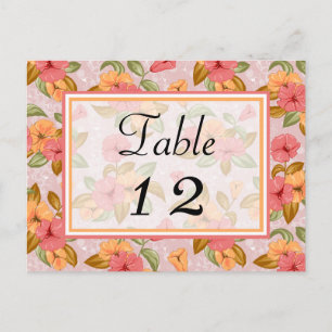 Cartão Postal Número da Tabela Floral de Casamento de Primavera