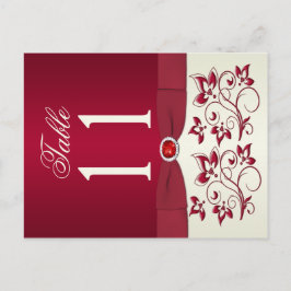 Cartão Postal Número da Tabela Floral de Feira Vermelha e de Mar