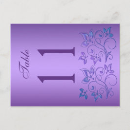 Cartão Postal Número da Tabela Floral Roxo-Versível e Azul