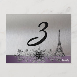 Cartão Postal Número da Tabela Paris Roxo de Prata