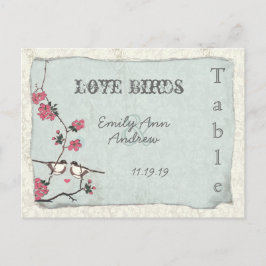 Cartão Postal Número de Mesa de Casamento Damask Flor de Cerejei