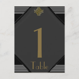 Cartão Postal Número de Mesa de Casamento Luxuoso Art Déco
