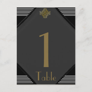 Cartão Postal Número de Mesa de Casamento Luxuoso Art Déco