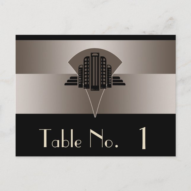 Cartão Postal Número de Mesa de Deco de Arte Negra e Bronze (Frente)