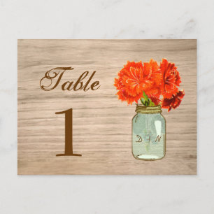 Cartão Postal Número de Mesa Flores em Pote de Pedra Rústico Cou