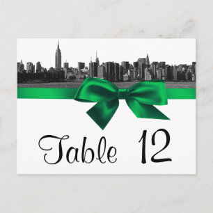 Cartão Postal Número de Mesa NYC Skyline Largo Gravado BW Verde