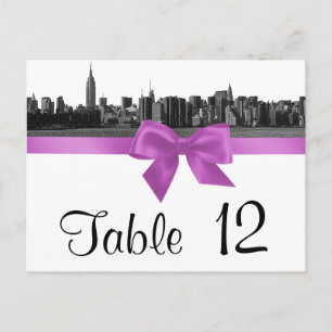 Cartão Postal Número de Mesa NYC Wide Skyline Etched BW Lilac