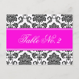 Cartão Postal Número de Tabela de Casamento tema damasco Rosa