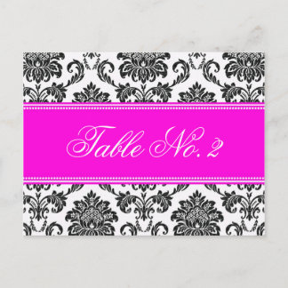Cartão Postal Número de Tabela de Casamento tema damasco Rosa