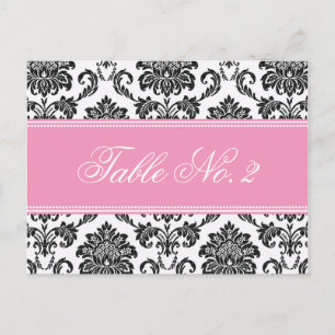 Cartão Postal Número de Tabela de Casamento tema damasco Rosa
