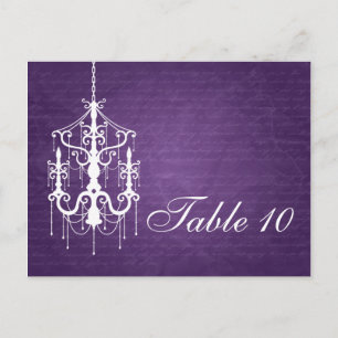 Cartão Postal Número de Tabela Elegante Chandelier Purple