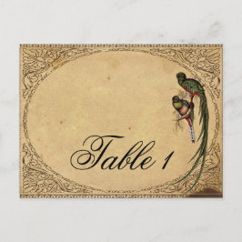 Cartão Postal Número de Tabela Elegante de Aves Quetzal Vintage