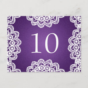 Cartão Postal Número de Tabela Elegante Lace Roxo da Vintage