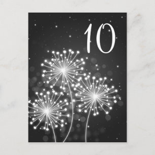 Cartão Postal Número de Tabela Elegante Preto de Sparkle de Verã
