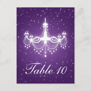 Cartão Postal Número de Tabela Elegante Roxo Chandelier
