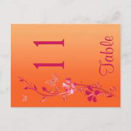 Cartão Postal Número de Tabela Floral Laranja e Rosa de Dois Lad