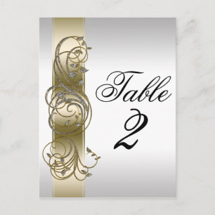 Cartão Postal Número de Tabela Formal do Ornamentado Silver Dou