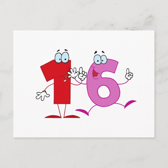 Cartão Postal Número Feliz 16 (Frente)
