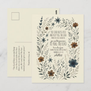 Cartão Postal Números 6:24–26 Bênção Sacerdotal Floral Vintage
