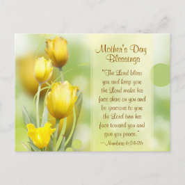 Cartão Postal Números 6:24-26, Bênçãos de Dia de as mães, Tulipa