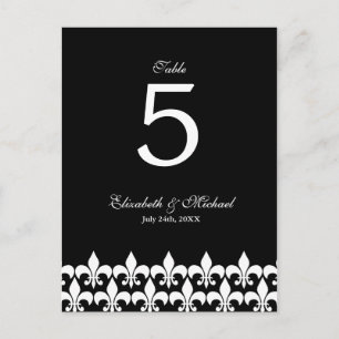 Cartão Postal Números da Mesa Negra e Branca de Flor de Lis