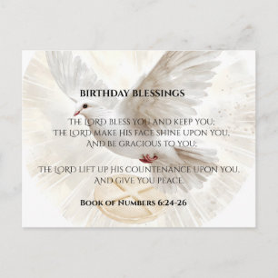Cartão Postal Números de Bênção de Aniversário 6:24-26 Pombo Cri