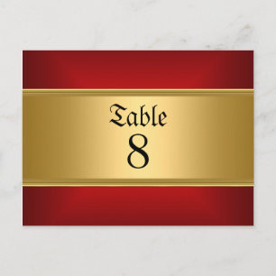 Cartão Postal Números de mesa de casamento dourado vermelho Dour