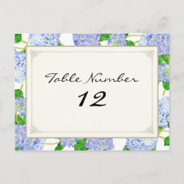 Cartão Postal Números de Tabela Azul Hydrangea Lace Formal