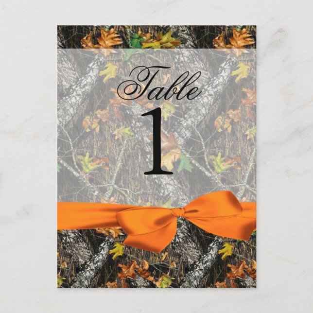 Cartão Postal Números de Tabela Camo e Orange (Frente)