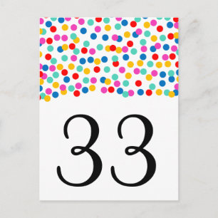 Cartão Postal Números de Tabela de Casamento Confetti