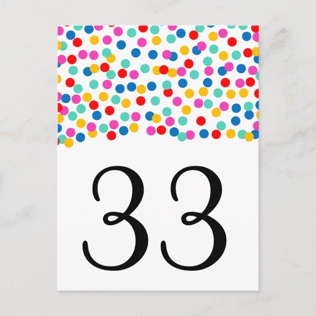 Cartão Postal Números de Tabela de Casamento Confetti (Frente)