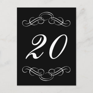 Cartão Postal Números de tabela florescente Elegante (Preto / Br