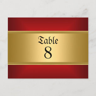 Cartão Postal Números de tabela Red Wedding Dourado Vermelho