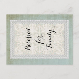 Cartão Postal Números de Tabela Rústica Lace w Vintage Linen