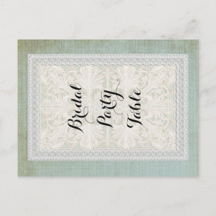 Cartão Postal Números de Tabela Rústica Lace w Vintage Linen