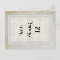 Números de Tabela Rústica Lace w Vintage Linen