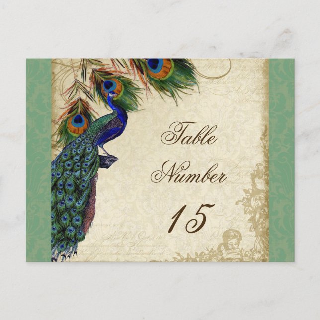 Cartão Postal Números Formais De Tabelas De Casamento De Pavock  (Frente)