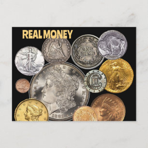 Cartão Postal Numismáticos: Dourado e prata são dinheiro real