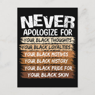Cartão Postal Nunca Desculpar o Mês da História Negra