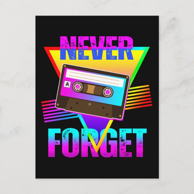 Cartão Postal Nunca Esquecer o Gravador de Fita de Cassete Retro (Frente)