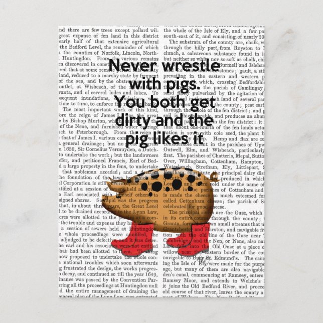 Cartão Postal Nunca lutar com porcos (Frente)