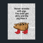Cartão Postal Nunca lutar com porcos<br><div class="desc">Animais e Natureza</div>