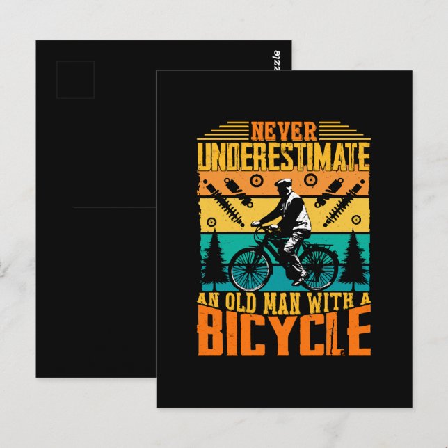 Cartão Postal Nunca Subestime Um Velho Numa Bicicleta (Frente/Verso)